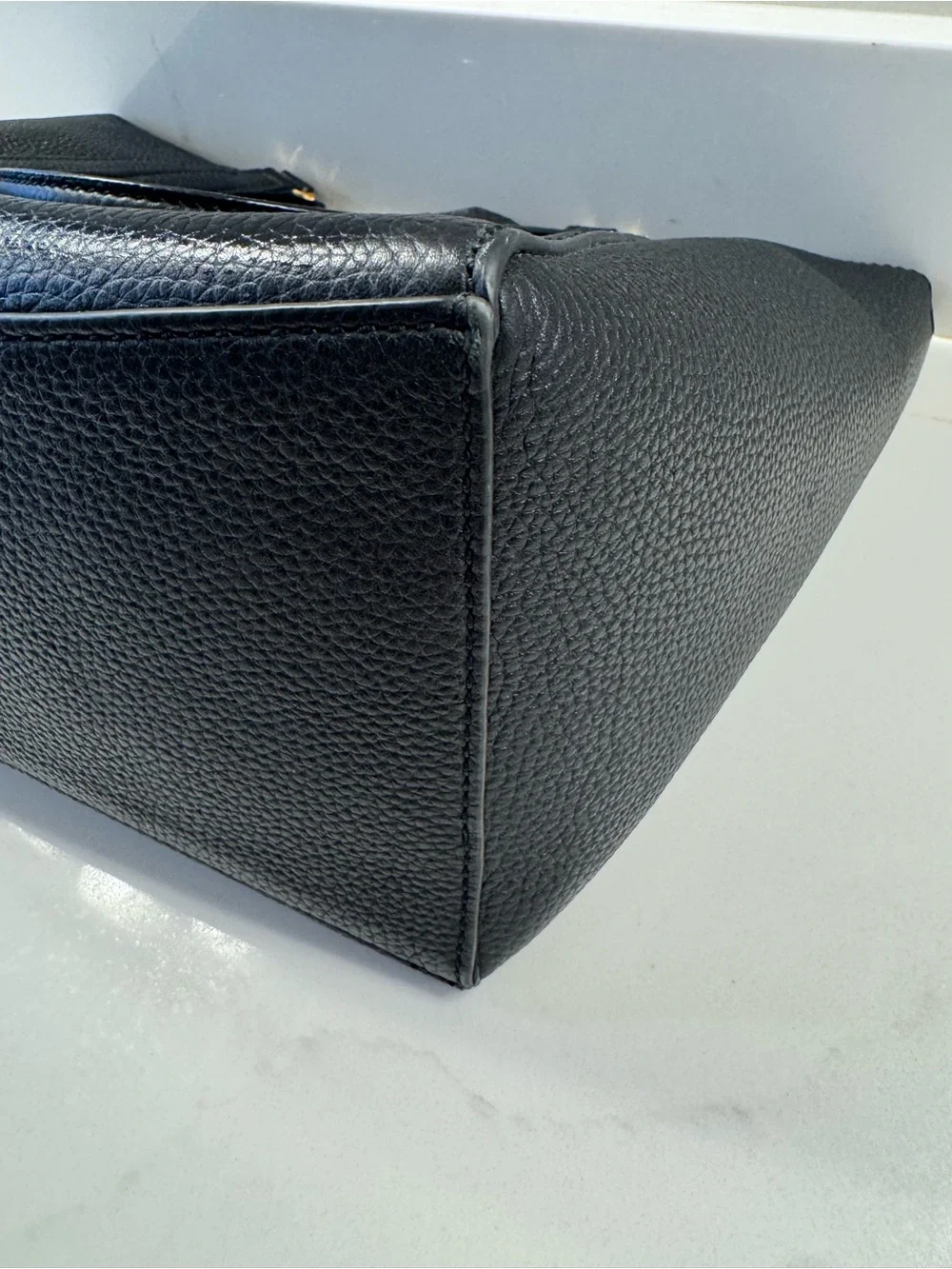 Tory Burch Black Pebbled Leather Tote with Gold Accents + Dust Bag